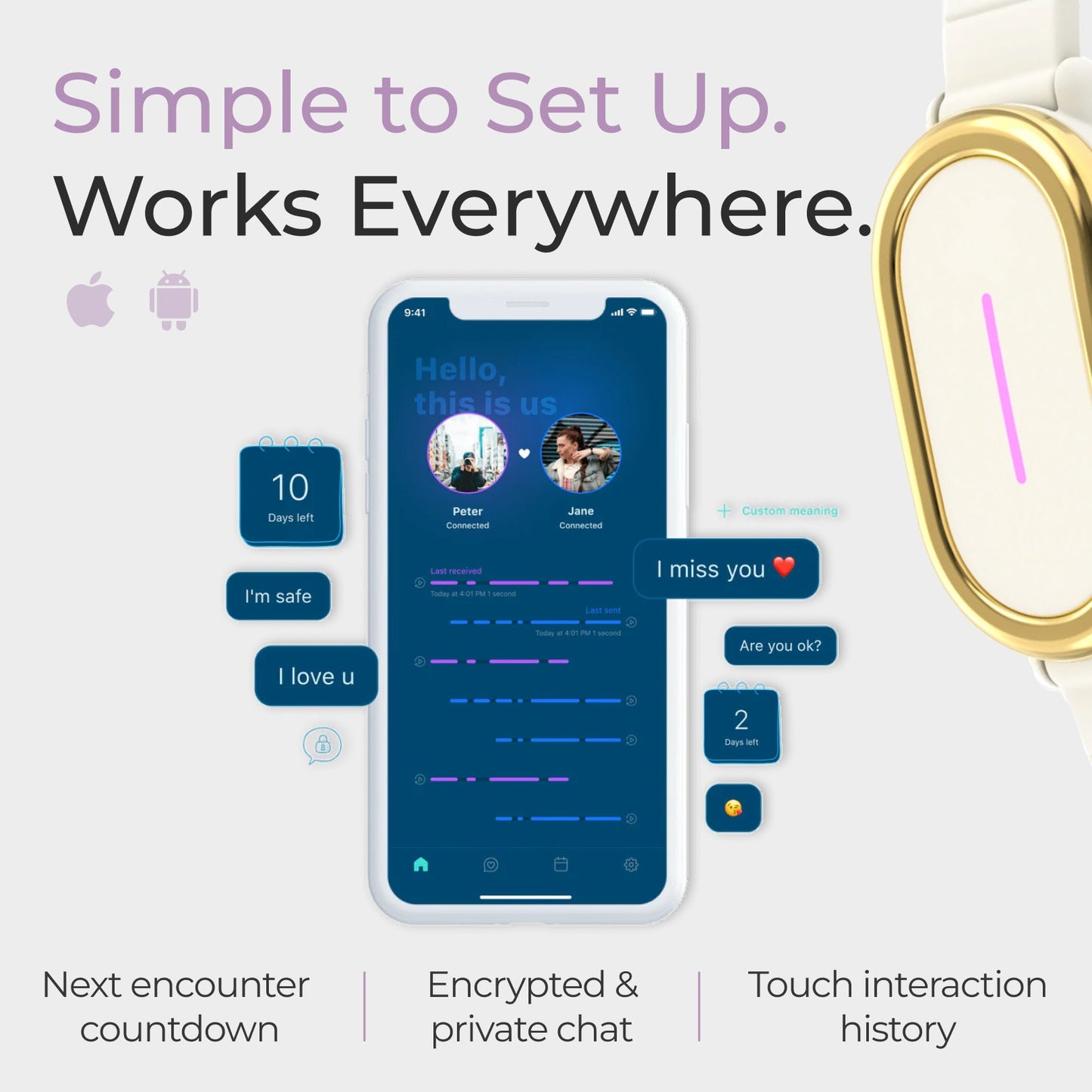 Bond Touch 4 • Long-Distance Bracelet (2 pack)