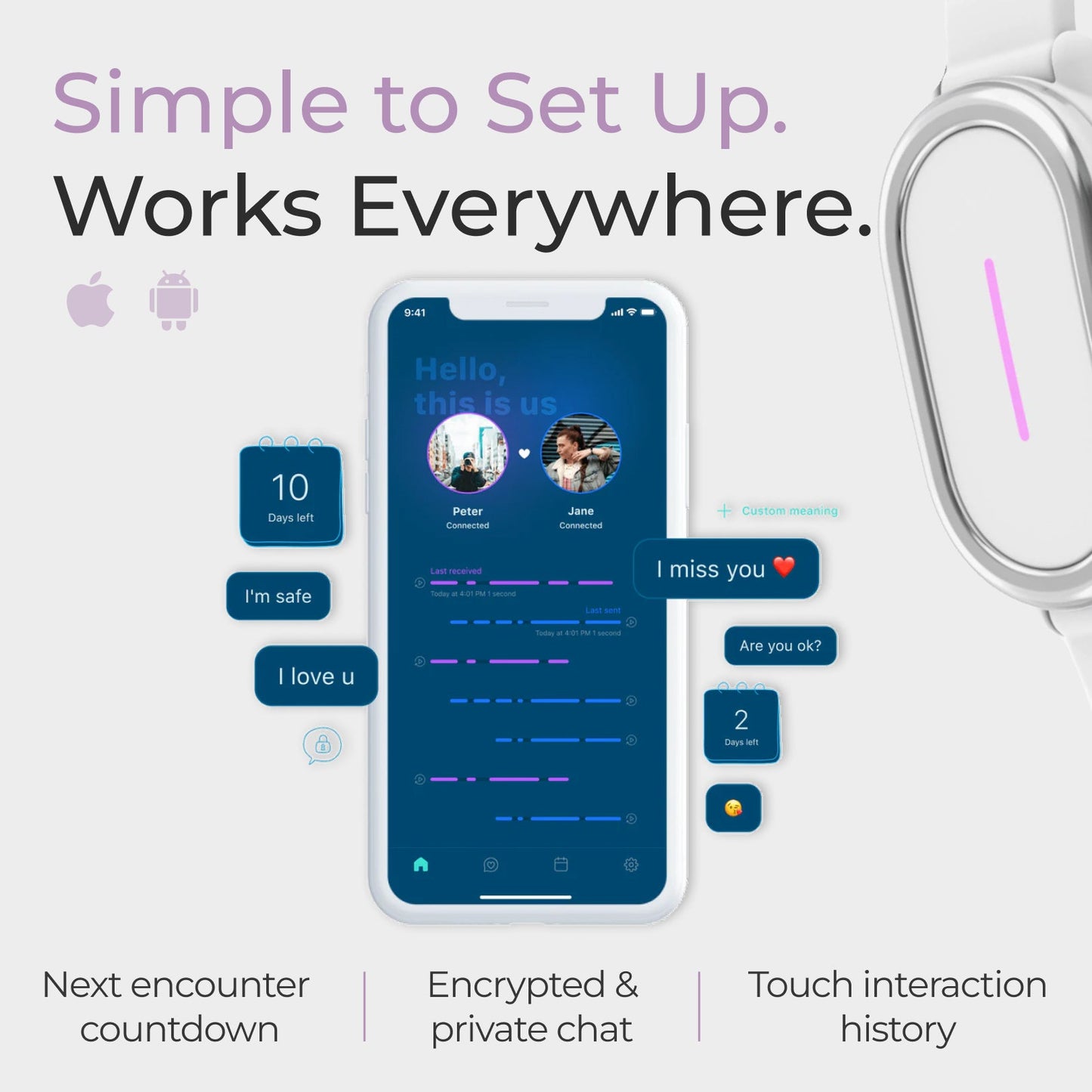 Bond Touch 4 • Long-Distance Bracelet (2 pack)