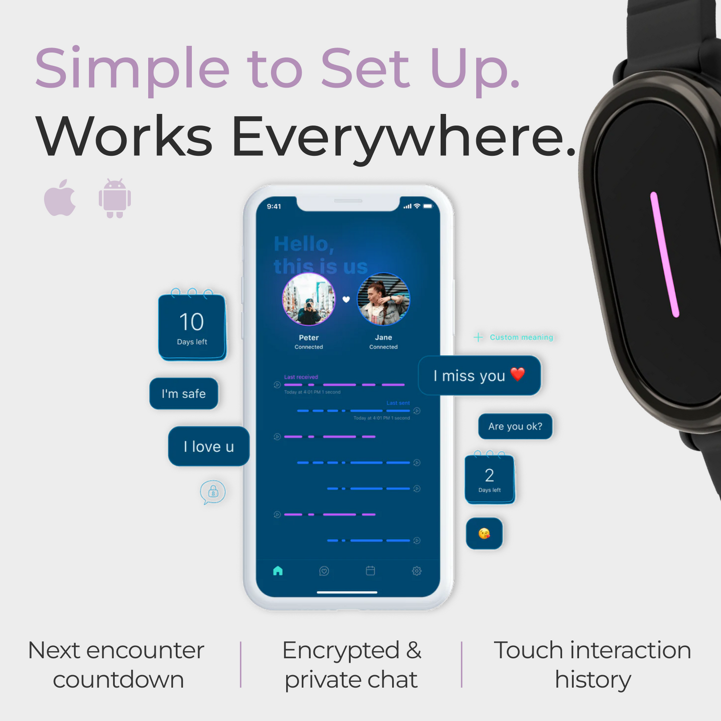 Bond Touch 4 • Long-Distance Bracelet (2 pack)