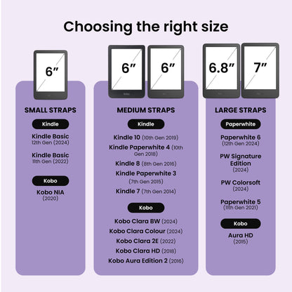 Straps for Kindle Size Info